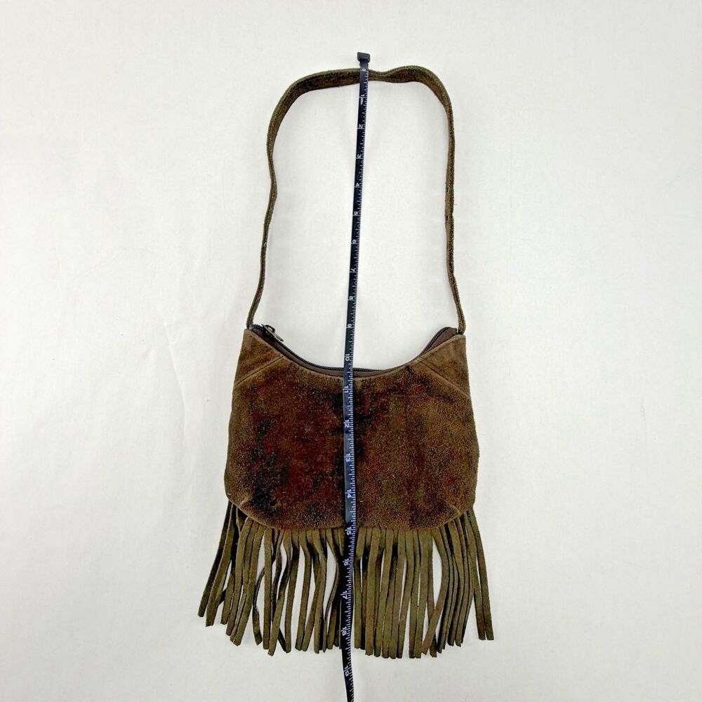 GIANNI Brown Suede Fringe Shoulder Bag Boho Western Cowgirl Pocketbook Purse - Picture 7 of 8